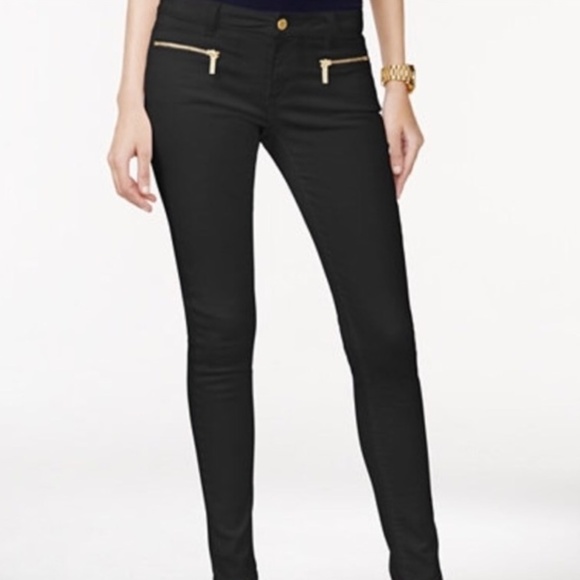 michael kors black pants with gold zipper